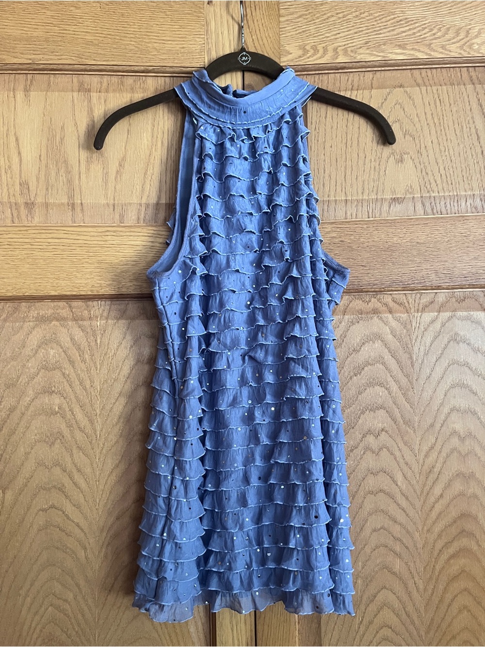 Studio Y Periwinkle Ruffle Halter Tunic
